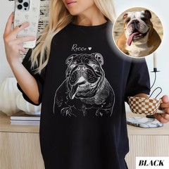 Custom Dog Portrait Photo Comfort Tee Personalized Pet Memorial Gift Shirt