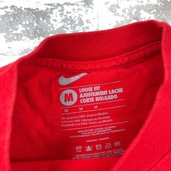 Nike Shirt Men Medium Red Gray Tee Center Swoosh Respect Spell Out Loose Fit *