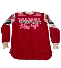 Vintage 70s 80s Yamaha Racing USA Motorcycle Motocross Jersey Red Spellout Large