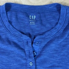Gap Rib Henley Long SleeveMen Medium Tall Size Blue Color Quarter Button Down