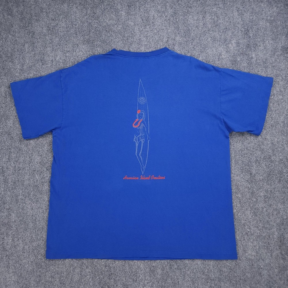 Vintage Hawaiian Island Creations Shirt Mens 2XL Blue Surf Girl Graphic Surfing
