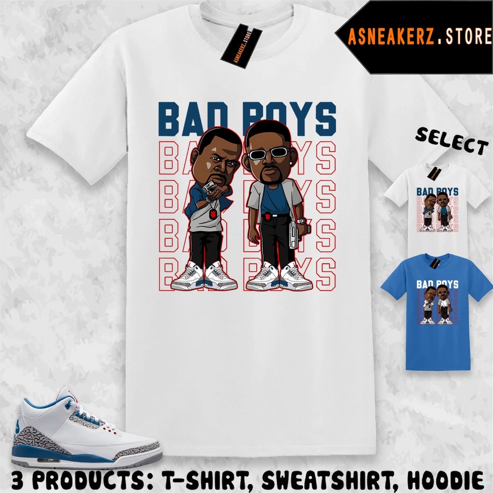 Tee Shirt Matching AJ 3 True Blue 2026 To Match Sneaker Bad Boys T-Shirt