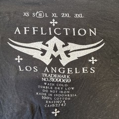 Affliction T-Shirt Mens Medium Black V-Neck Angel Wings Cross Bleach Wash Y2K M