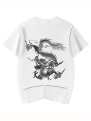 Niepce Men’s Cloud Dragon Embroidery Tee Japanese Streetwear T-Shirt