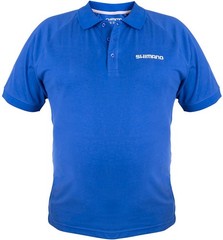 SHIMANO Short Sleeve Polo Shirt Blue Cotton 100% Fishing Sport Surf Casting