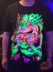 Legendary Super Saiyan Green Broly Colorful Neon glow T-shirt 100% Cotton