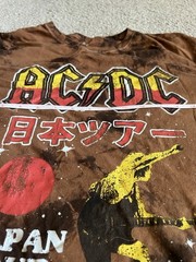 AC/DC Japan Tour 1981 Brown Tie Dye T-Shirt Mens Size Medium