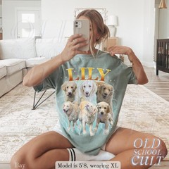Custom Pet Portrait T-Shirt Vintage Photo Name Dog Cat Graphic Tee Gift