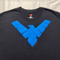 Vintage 1999 Nightwing DC Comics T Shirt Mens Large Black Graphitti Hanes Logo