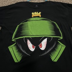 Warner Bros Marvin The Martian Black Tshirt Cotton Adult Size Large 21”x 29”