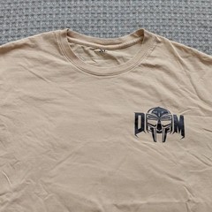 MF DOOM All Caps Shirt Mens XL Beige Madlib Comic Graphic Hip Hop Tee Rap
