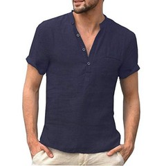 Summer New Men’s Short-Sleeved T-shirt Cotton and Linen Led Casual Men’s T-shirt