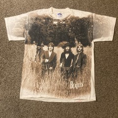 Vintage 90s Beatles AOP All Over Print T Shirt 1998 Sz L Last Photoshoot Apple