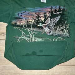 Vintage 1994 Mallard Duck T Shirt L Wildlife Nature Waterfowl Raw Hem Boxy VTG