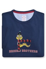 Brooks Brothers Navy Blue Collegiate Snake Print Tee T-Shirt, L Large, BB-4882
