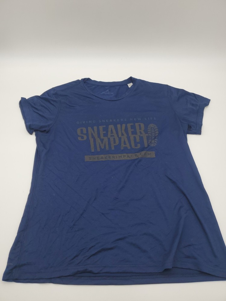 Adidas creator tee XL Women Spell Out Blue sneaker impact logo T-shirt..#16070