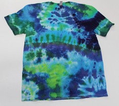 Tie Dye T-Shirt Adult L Green Reptile Bones Gildan Softstyle Cotton Short Sleeve
