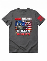 Gun Rights Are Human Rights T-Shirt 2nd Amendment Statue of Liberty Flag
