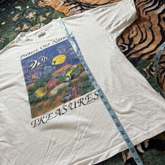 Vtg 90s Protect Our Ocean Faded Shirt Single Stitch USA Nature Art Graphic Large