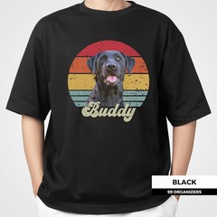 Custom Pet Portrait Retro Sunset Comfort Tee Personalized Dog Cat Tee