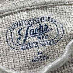 Jachs Waffle Knit Thermal Mens Large Heritage Cotton Blend Crewneck Grey Shirt