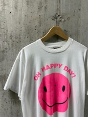 Vintage Oh Happy Day Pink Smiley Face T Shirt XL