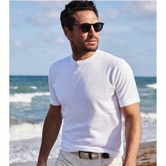 Collars & Co Mens Size Large Maranello Mid-Weight Cotton & Silk Tee White NEW