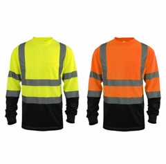 Hi Vis Safety T Shirt ANSI Class 3 Long Sleeve Reflective Tape with Black Bottom