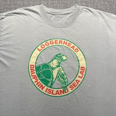 Vintage Dauphin Island Sea Lab Loggerhead Turtle T Shirt Grey XL Hanes Beefy T