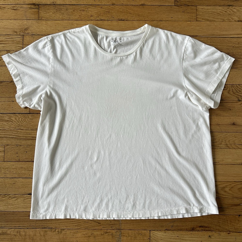 RRL Ralph Lauren T Shirt Size 2XL Cotton Short Sleeve Single Stitch White