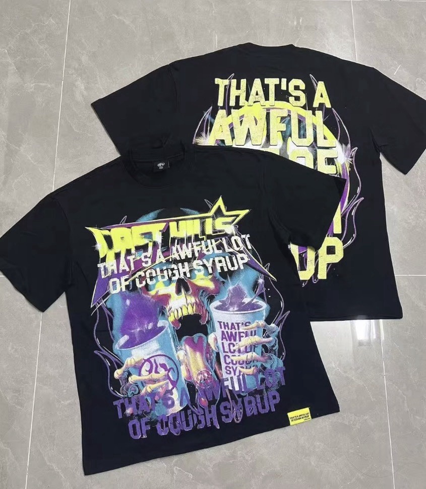 Men’s Black Skull Graphic T-Shirt “That’s a Awful Lot of Cough Syrup”