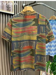 Men’s Abstract Graffiti T-Shirt Summer Casual Retro Short Sleeve Cotton Tee