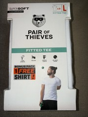 LARGE 3 Pack Pair of Thieves Fitted Tee Shirt White Crew Neck Short Sleeve SOFT!