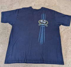 Vtg Alaska Outfitters Wolf Cityscape XXL Men’s Navy T-shirt