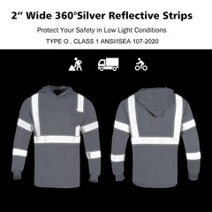 3pcs Safety Reflective High Visibility Long Sleeve Shirts ANSI Class 1 Hi Vis…