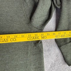 Eddie Bauer Henley Men TL Olive Green Waffle Knit Long Sleeve Cotton Blend