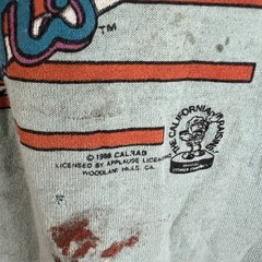 VTG 80s Faded Thrashed Ratty California Raisins Pumping Iron T-Shirt Med USA