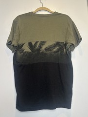CSG Men’s Color Block Palm Leaf T-Shirt Size Med Olive Black Soft Cotton Blend