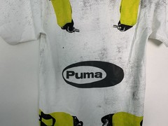 Puma A$Ap Rocky Distressed Seat Belt Graphic White Lime Green T Shirt SAMPLE XXS