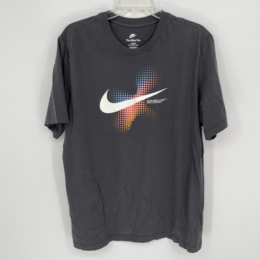Nike Men’s Gray Halftone Dot Gradient Swoosh Logo Graphic T-Shirt Size XL Tall