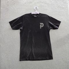 Primitive Men Shirt M Black Graphic Letter Rose Rhinestone Logo Short Sleeve