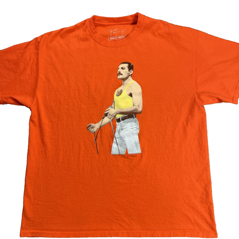 Freddie Mercury Graphic T-shirt Men XL Orange Music Official Merch