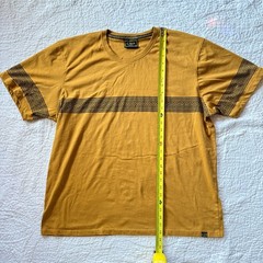 Casa Moda Couture Mustard Yellow Greek Geometric Stripe Pattern T-Shirt Mens 2XL