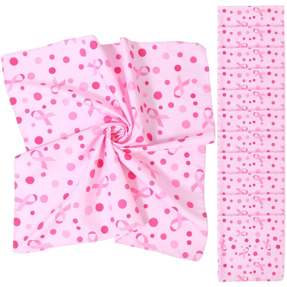 12 PCS Breast Cancer Awareness Bandana Pink Ribbon Scarf Women Charity Events