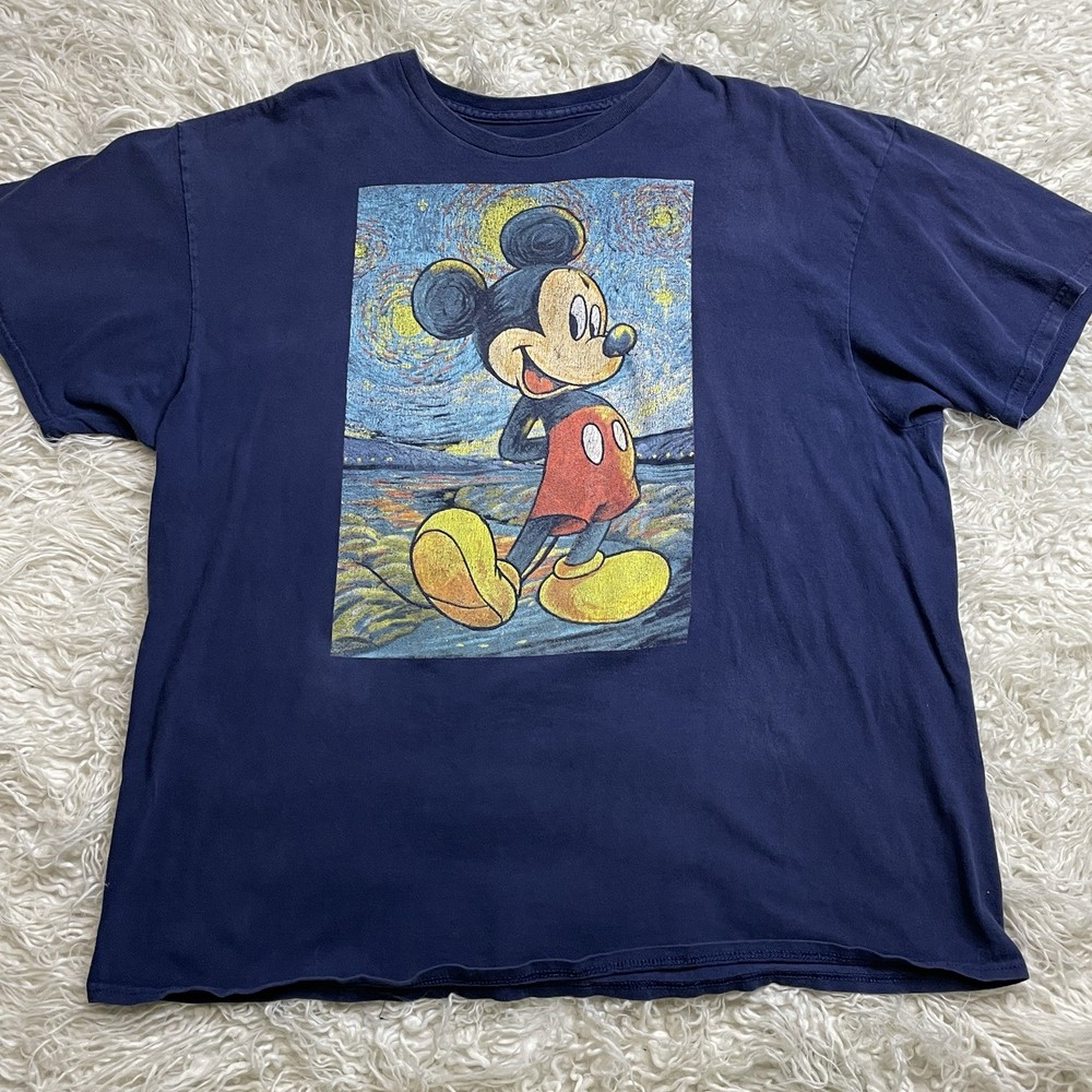 Disney Mickey Mouse Van Gogh Starry Night T-Shirt Men’s Size 2XL XXL Navy Blue