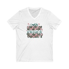 Positive Energy V-Neck Tee, Cute Graphic Shirt, Gift for Friends, Everyday Wear