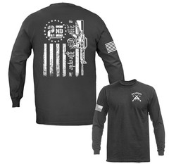 2nd Amendment Patriotic AR Rifle American Flag Long Sleeve T-Shirt
