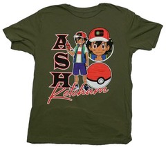 Pokemon New Adult T-Shirt – Ash Ketchum Pictured with Pokeball