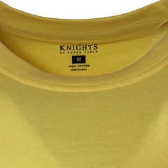 Men’s T-shirt w/ Pocket “Knights of Round Table” Crewneck 100% Cotton-Yellow-NWT