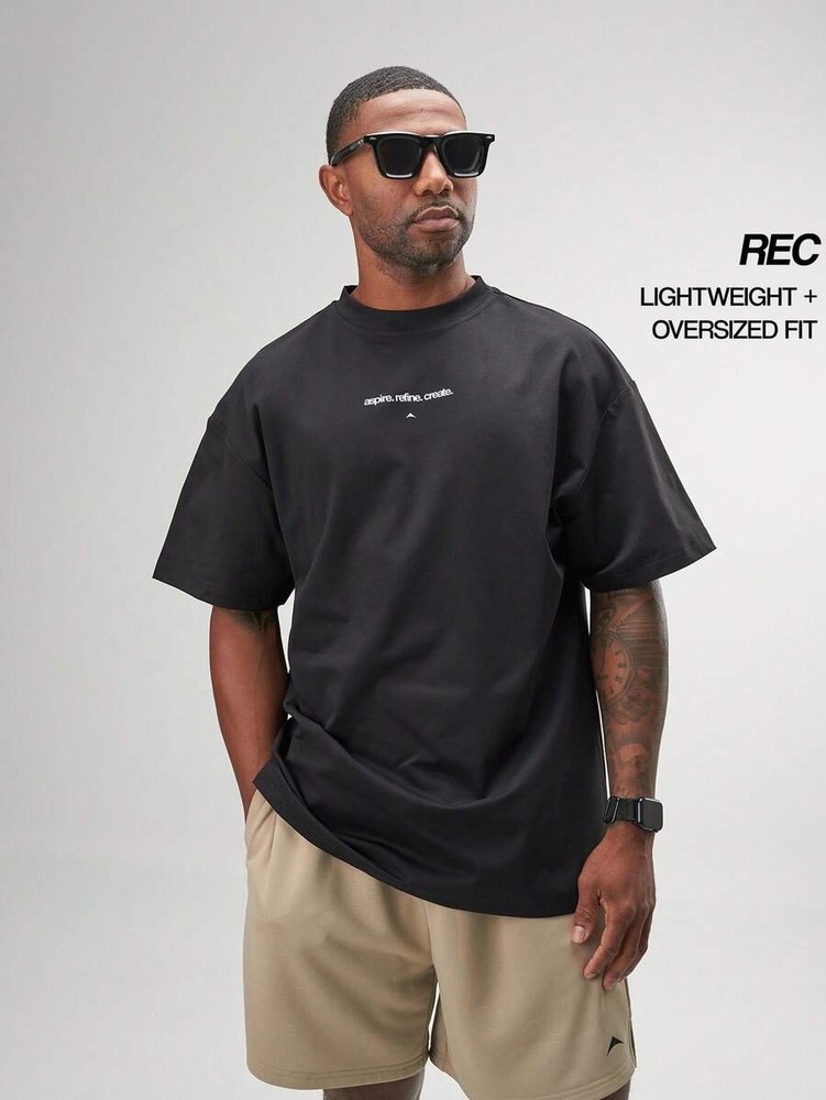 ARC Men’s Oversized Drop Shoulder Tee, Heavyweight Casual Gym Streetwear
